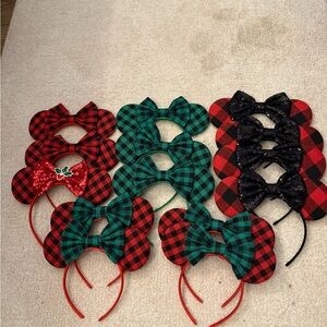 Plaid and Sequin Mouse Ear Headbands Bundle of 14
